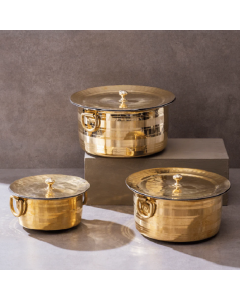 Set of 3 Brass Pots ( Topia) - 1 qt, 3.2 qt, 5.3 qt 6 Pieces